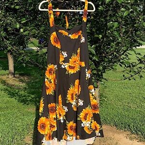 Topdress Sunflower Retro Corset Halter Dress 2XL